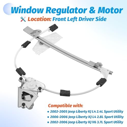 Front Left Driver Side Power Window Motor with Regulator Compatible with Jeep