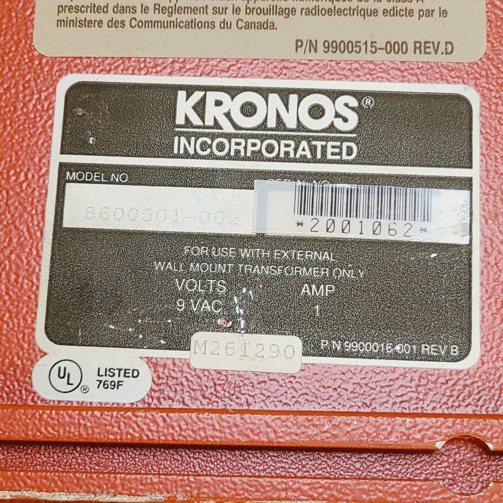 ⚡100% UNTESTED⚡ KRONOS TIMECLOCK 8600501-002 WORKFORCE TIME ATTENDANCE TERMINAL⚡