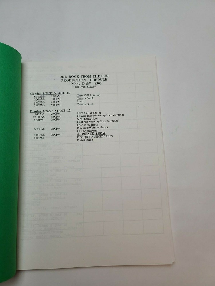 3RD ROCK FROM THE SUN / Michael Glouberman 1997 TV Script, "Moby Dick"