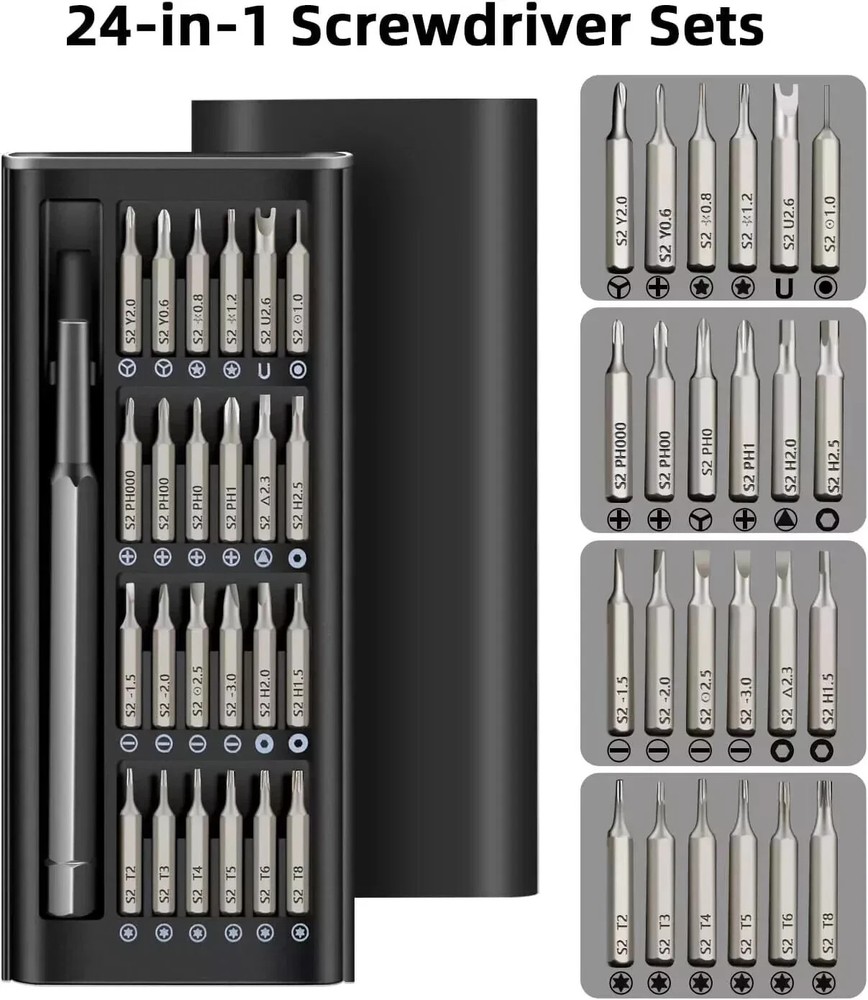 24 In 1 Small Precision Screwdriver Set Magnetic Mini Screwdriver Bit Set For PC