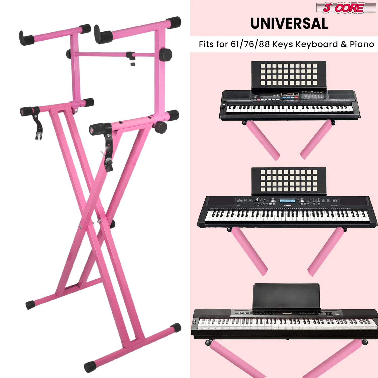5 Core 2 Tier Keyboard Stand Combo Adjustable Piano Stand wExtension Arm