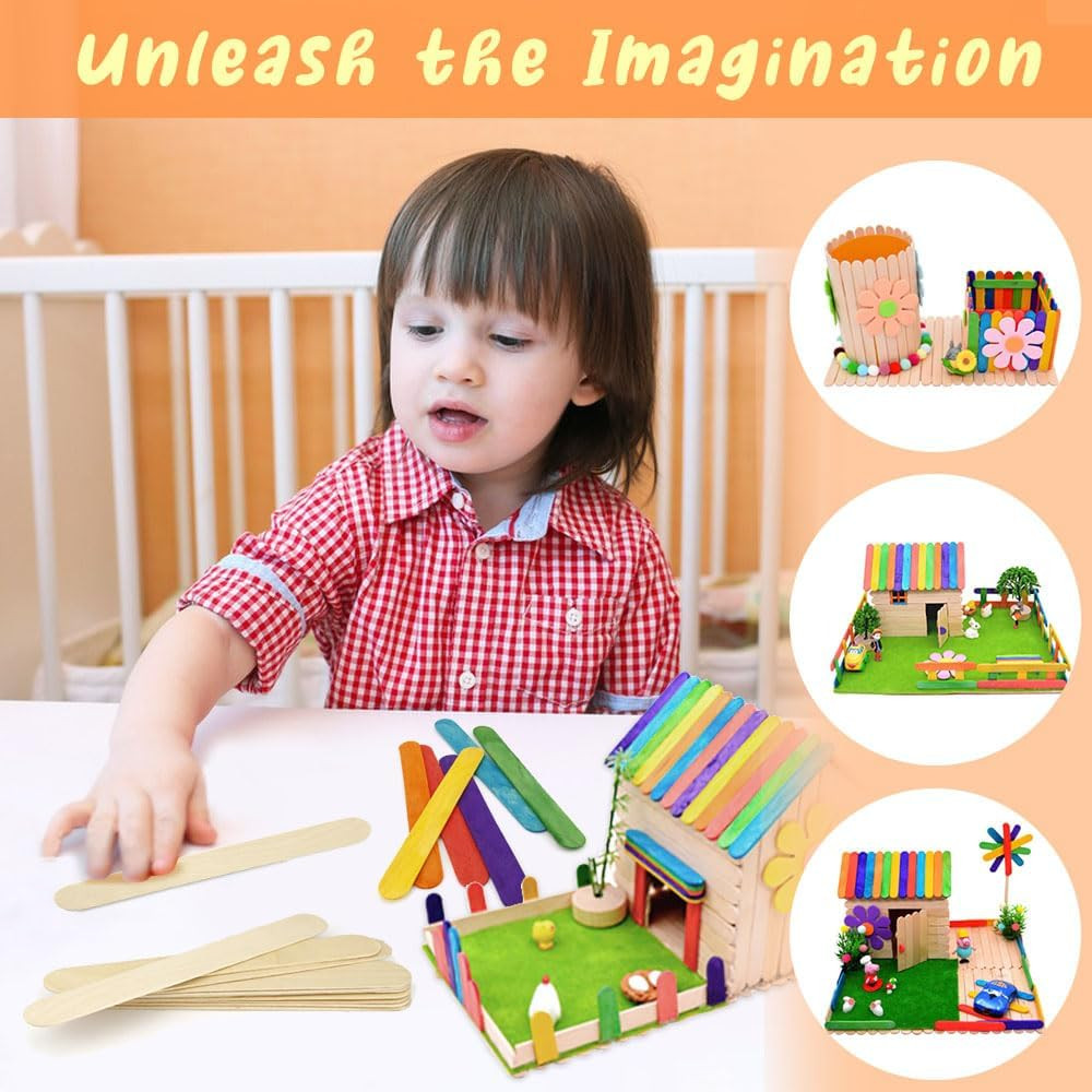 60 Pcs 8” Jumbo Popsicle Sticks for Crafts, Large Tongue Depressors Wood, Craft