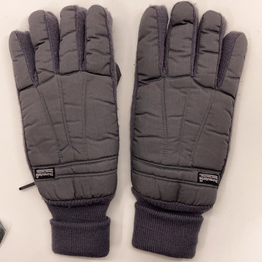 Men Large Extra Large L-XL Retro Gray Thinsulate Warm Gloves
