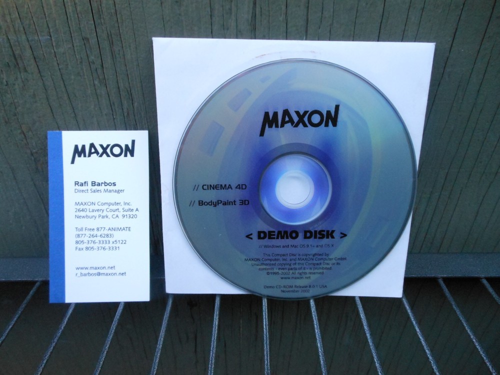 Maxon Cinema 4D Studio / BodyPaint 3D CD-ROM Software RARE 2002 DEMO DISK 12D