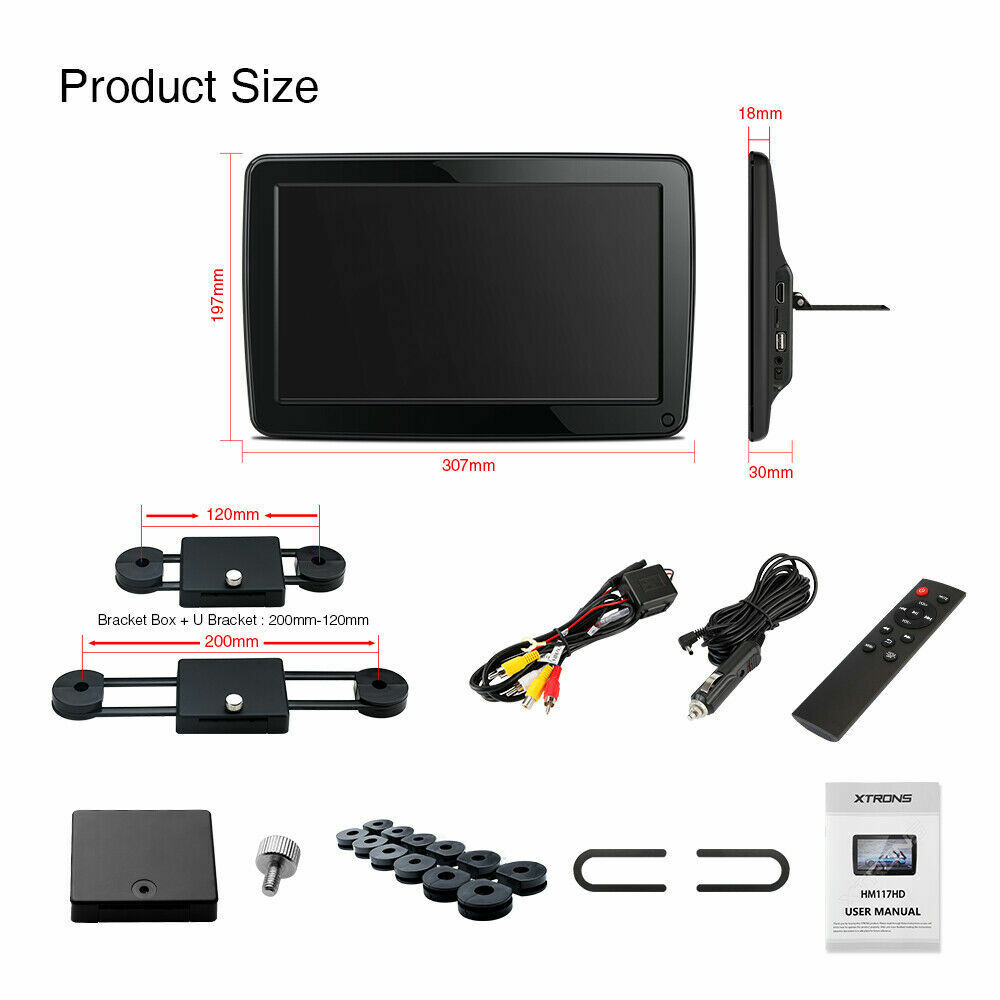 1 Pair 11.6" IPS Screen Car Headrest Monitor Multi-Media HMDI USB + 2x Headsets