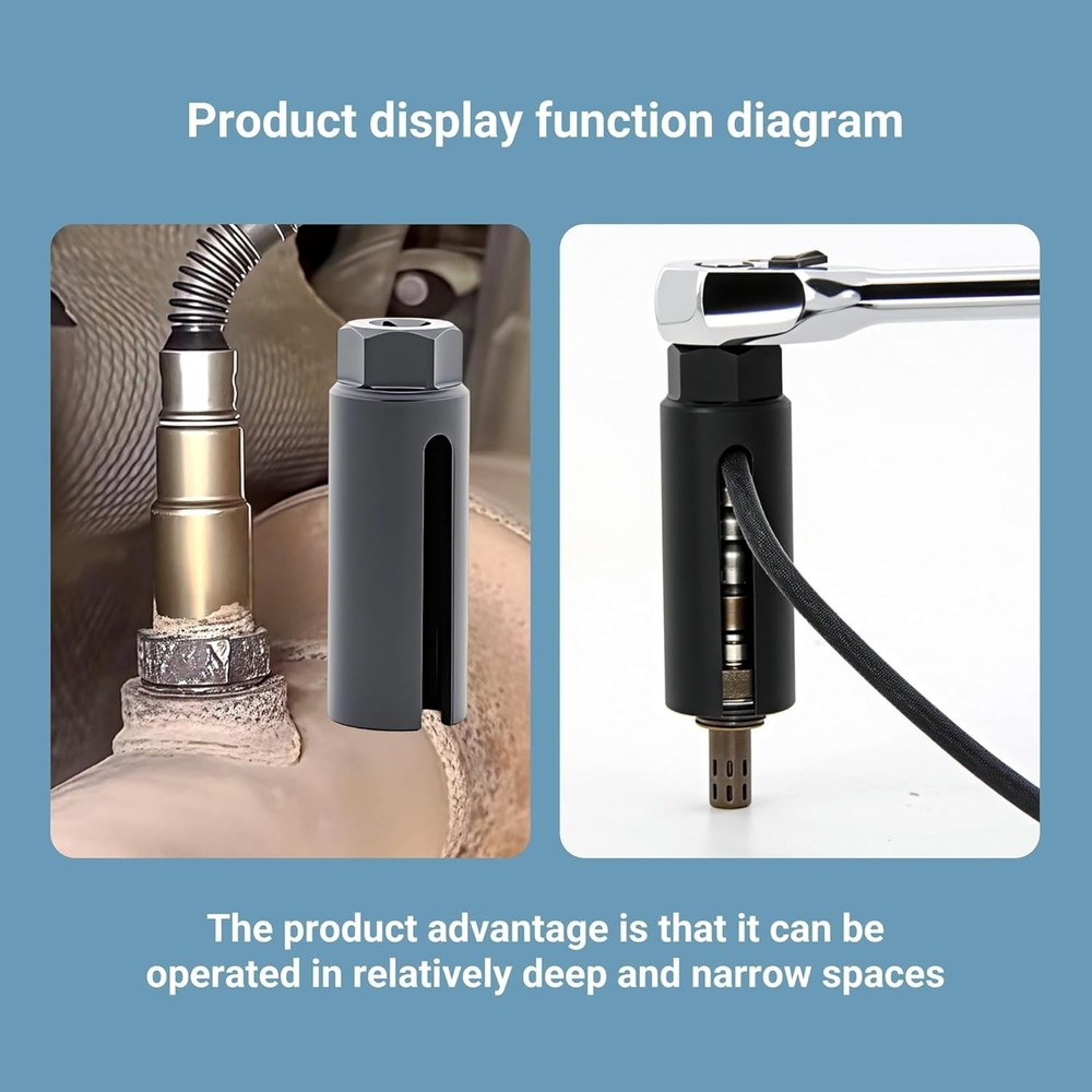 Oxygen Sensor Socket with Side Wire Cutout 3/8” Inch Drive x 7/8” 22mm fits A...