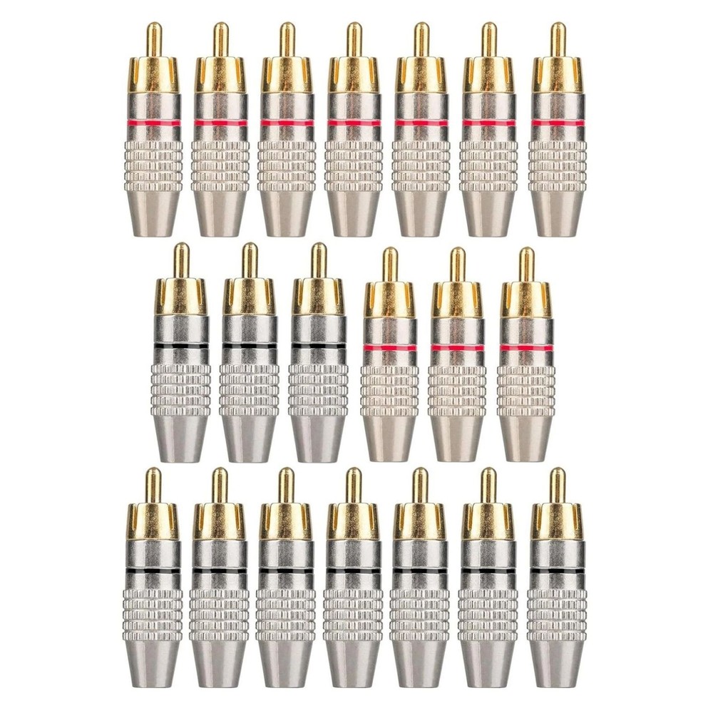 20 x RCA Male Adapter Plug Kit With Color-Coded for Easy Polarity Identification
