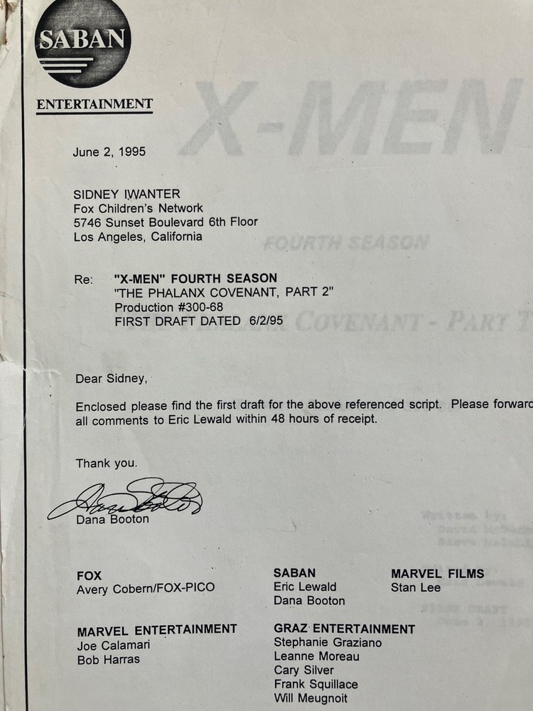 X-MEN AUTHENTIC 1st DRAFT SCRIPTS 'PHALANX COVENANT' Pts 1 & 2 + STUDIO TOPSHEET