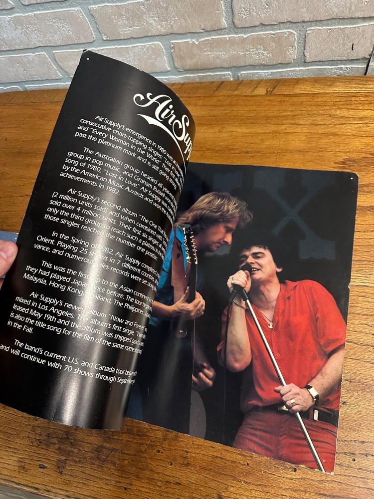 Vintage Air Supply 1982 World Tour Concert Program Booklet