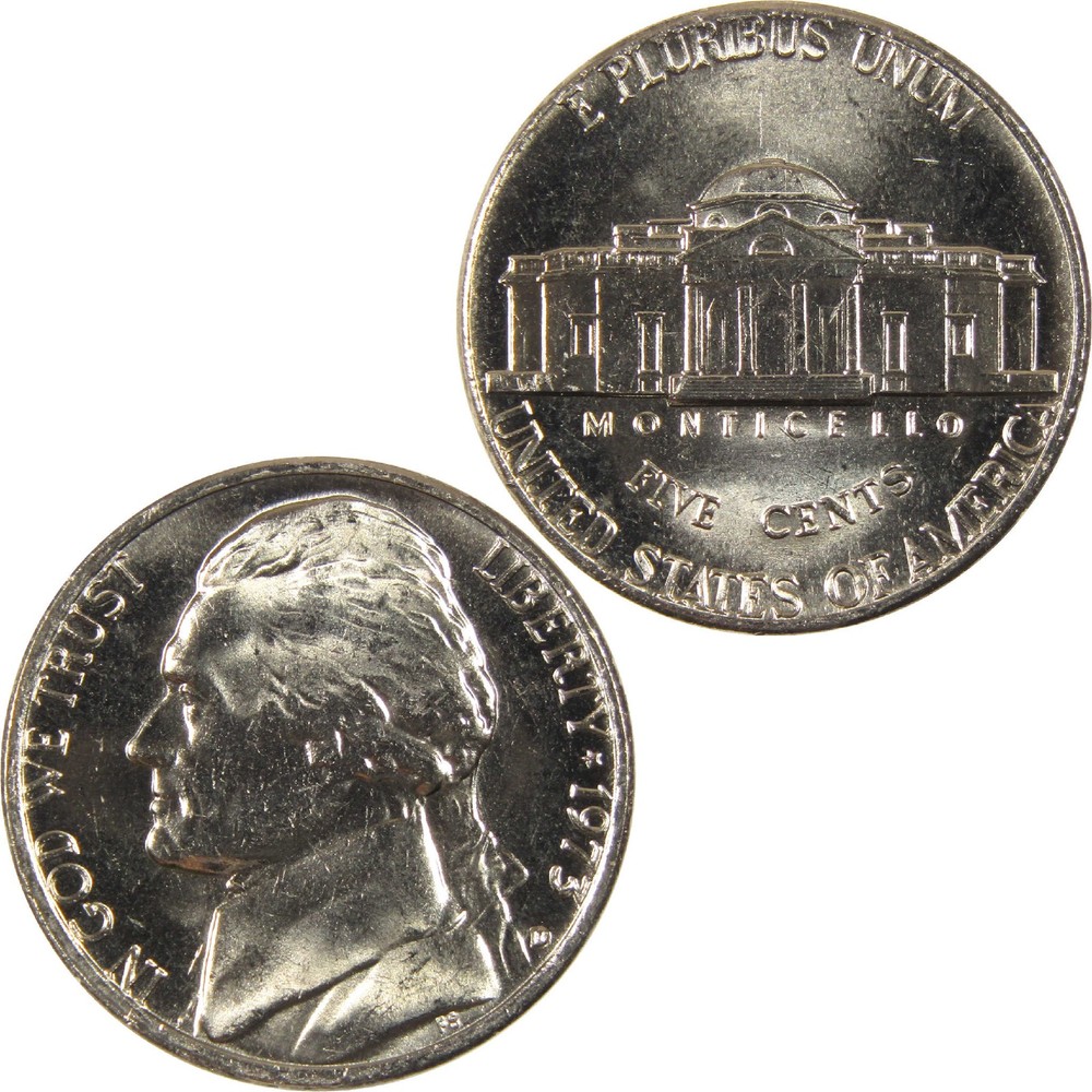 1973 D Jefferson Nickel Uncirculated 5c Coin