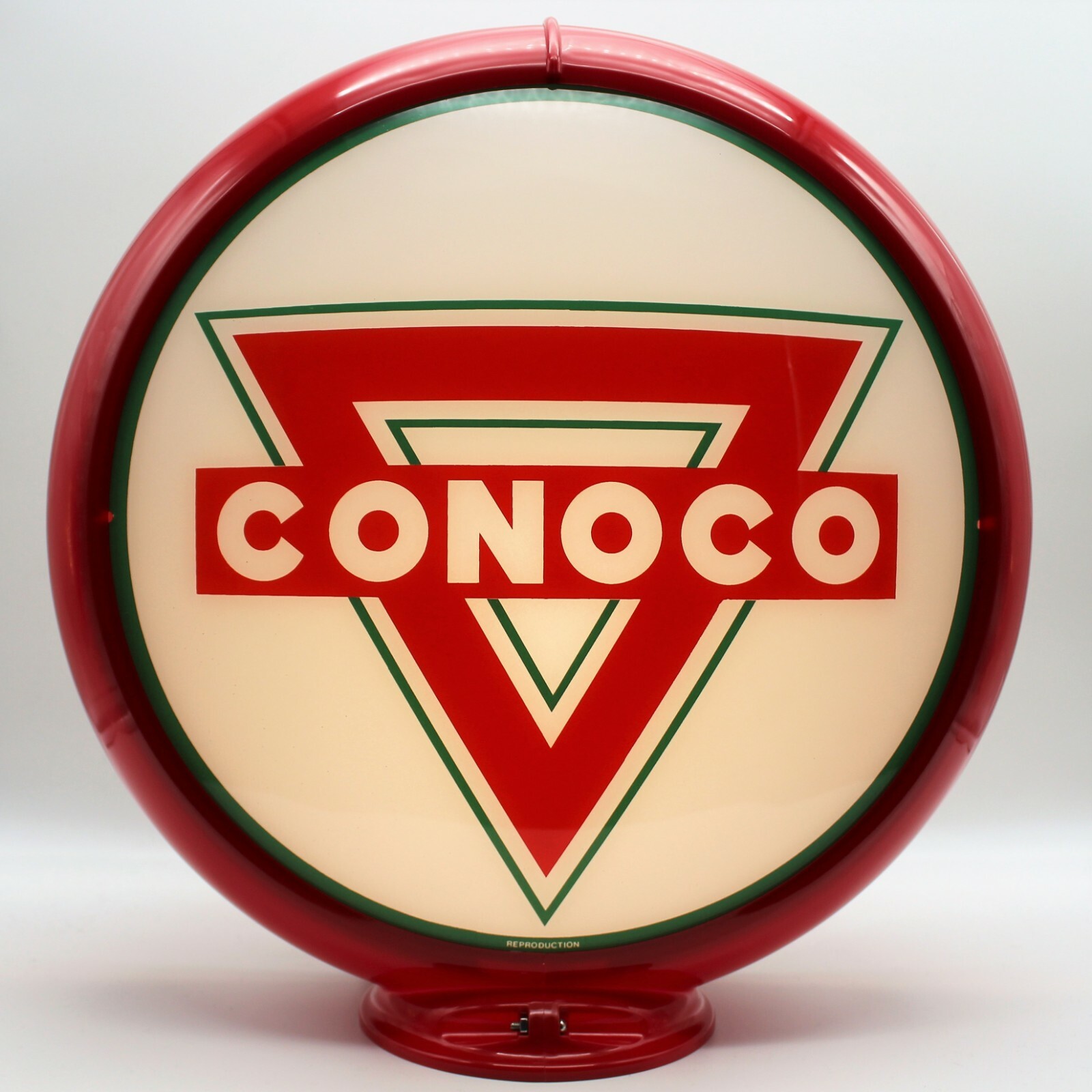 CONOCO TRIANGLE 13.5" Gas Pump Globe SHIPS ASSEMBLED - READY FOR YOUR PUMP!!