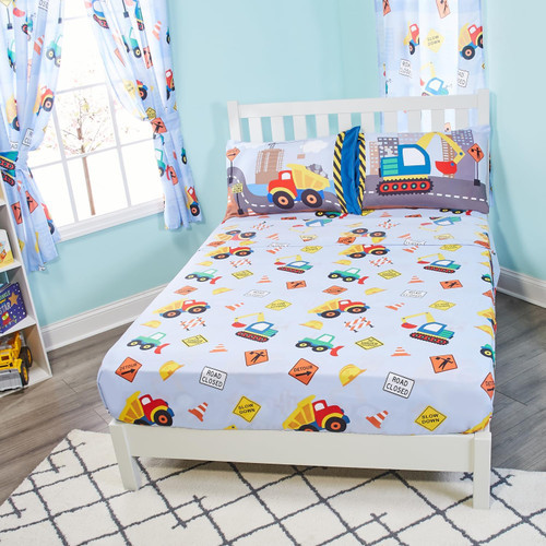 Everyday Kids Under Construction 3PC Twin Size Bed Sheet Set