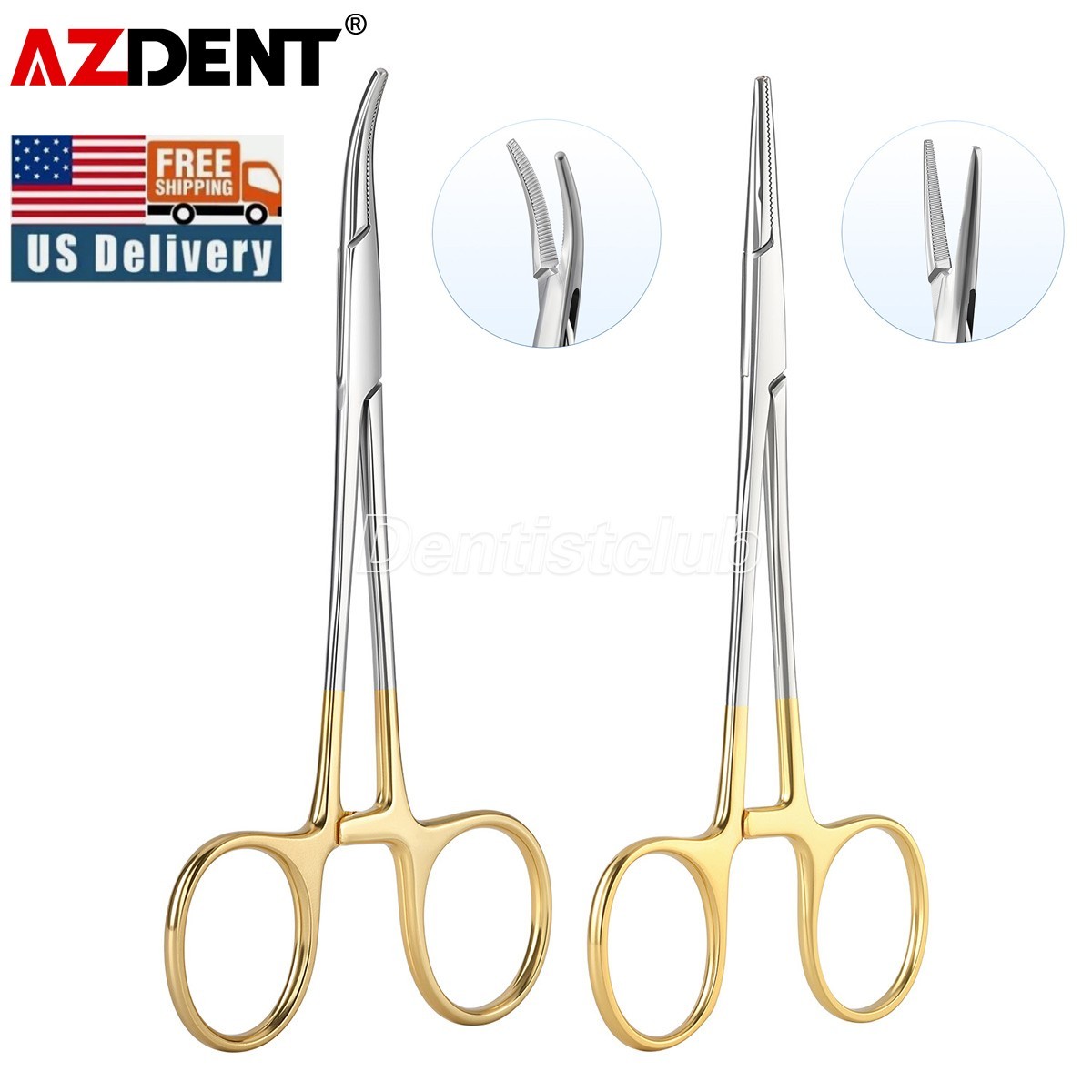Dental Surgical Hemostat Forceps Instrument Curved & Straight Head