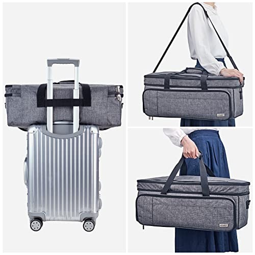 Double Layer Carrying Case for Cricut Maker 4 & Explore 4, Multi Pockets, Grey