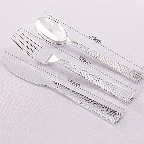 360pcs Silver Plastic Cutlery,Elegant Plastic 360pcs Plastic Sliver Silverware
