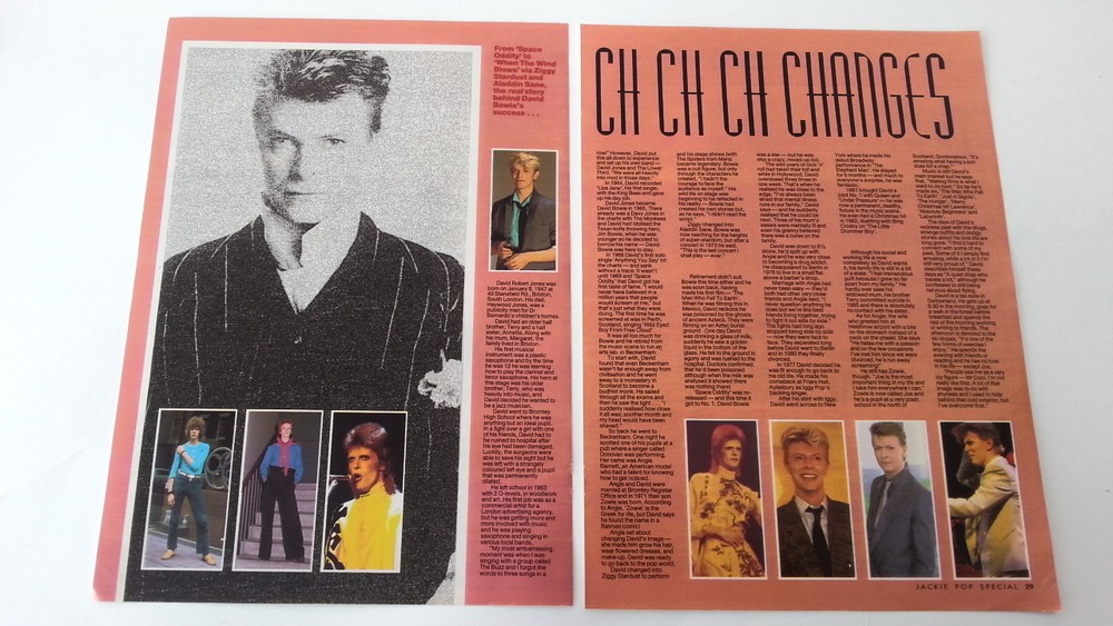 DAVID BOWIE Ch Ch changes 2 page UK ARTICLE / clipping