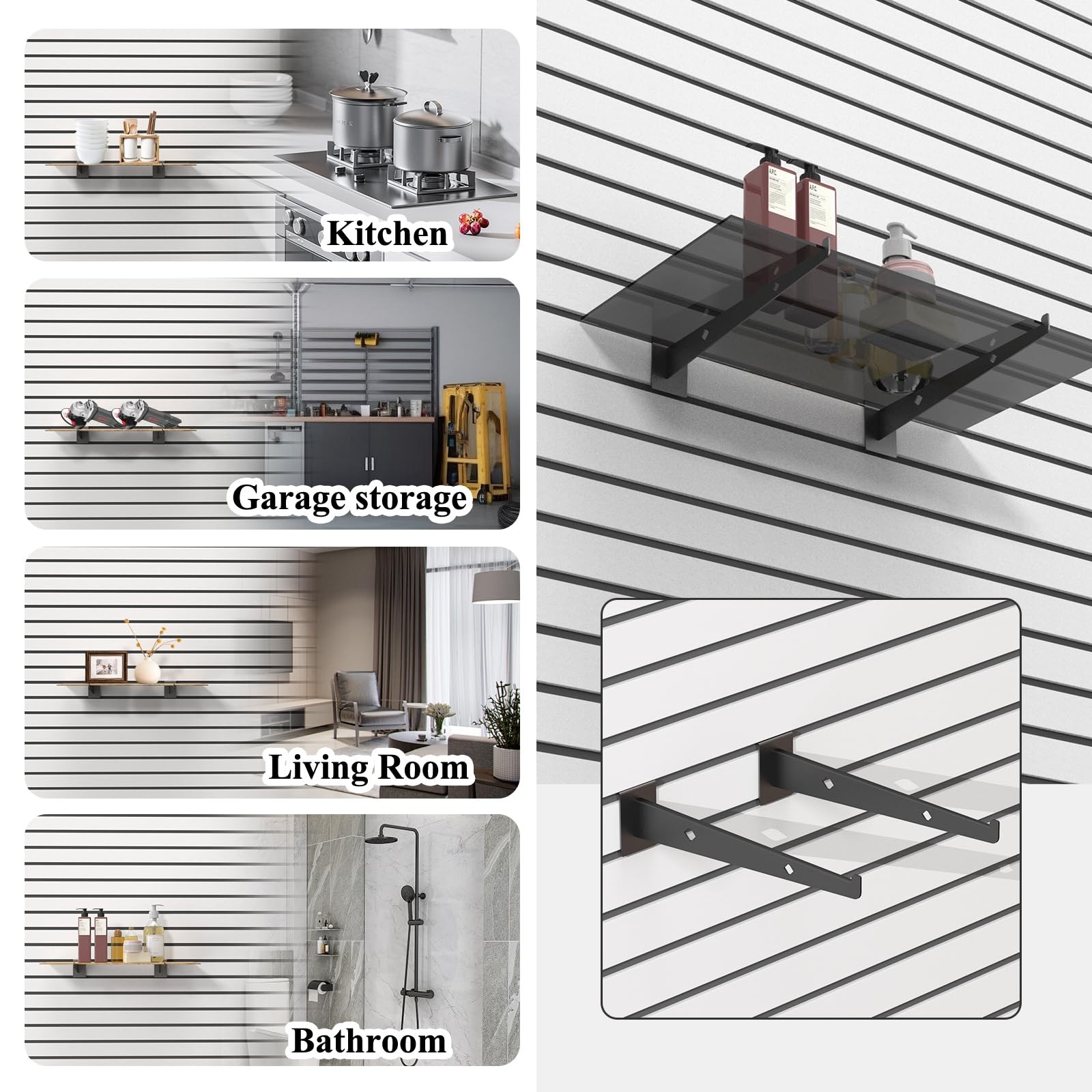 12 Pcs 12 Black Slatwall Shelf Bracket, Metal, Heavy Duty, Slat Wall, Garage