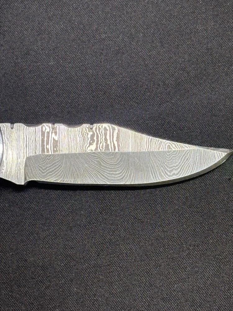 Custom J Wolfe Damascus Folder - Blue Handle Beauty