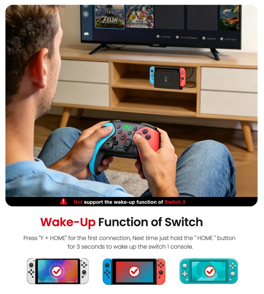 Wireless Pro Switch 2 Controller for Switch 2/Switch/Lite/OLED/Android/iOS/PC