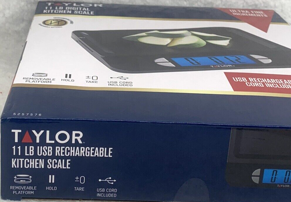 Taylor Kitchen Digital Scale Max 11 Lb. USB Rechargeable Multi-Function Black