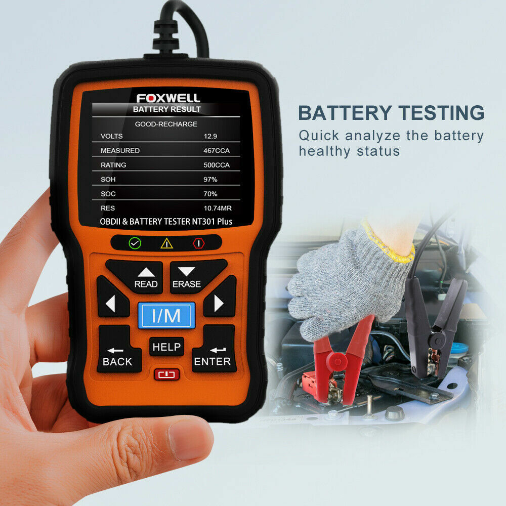 Foxwell NT301 Plus Car Engine OBD2 Scanner Diagnostic Code Reader Battery Tester