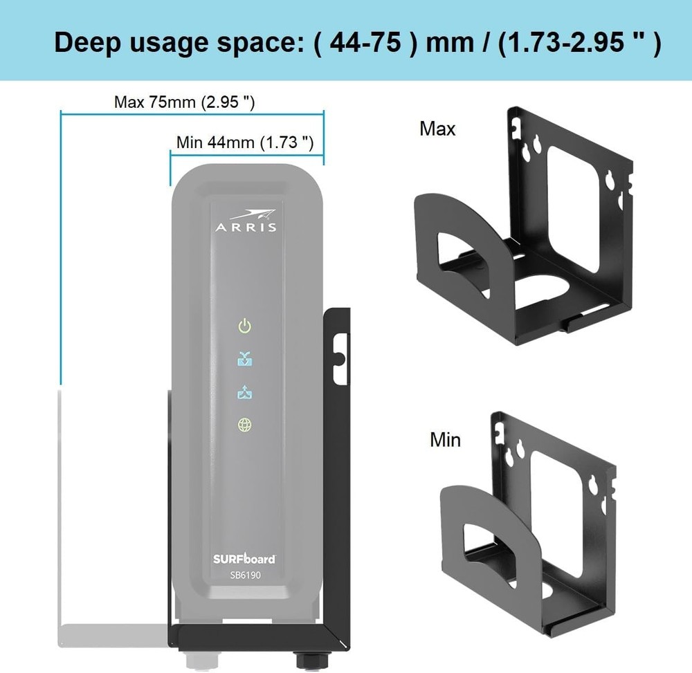 Cable Box Mount and Adjustable Wall Mount for Small Wide Devices, like Streaming