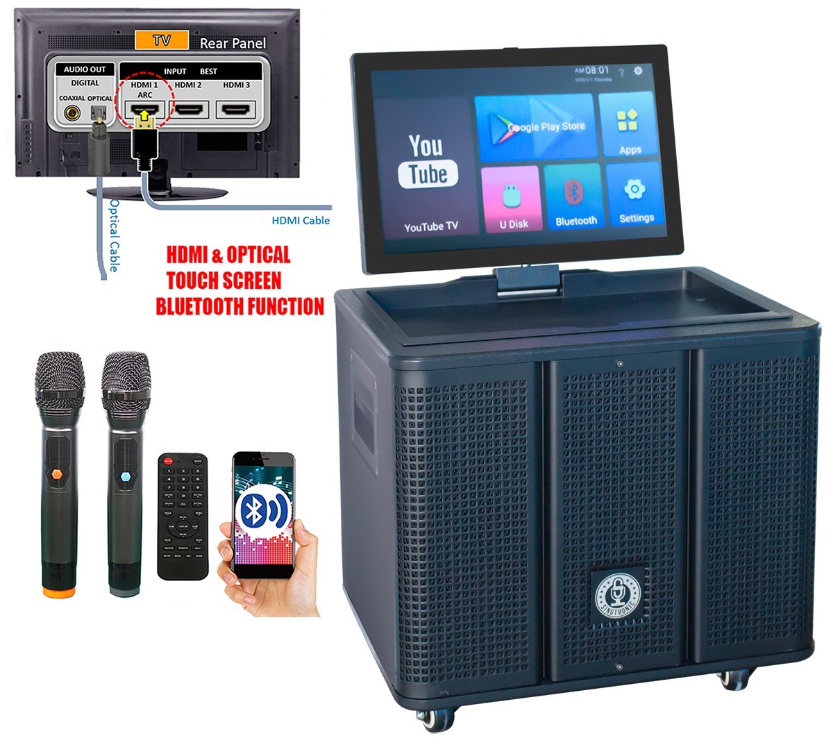 All-in-One BT-369Pro 1000W Karaoke System Touch Screen & Unlimited Youtube Songs