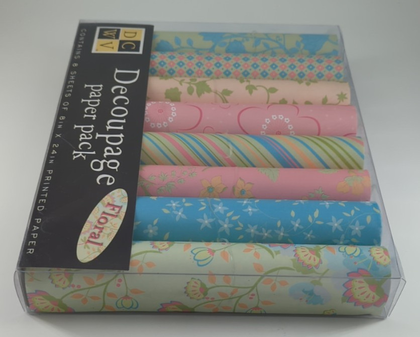 DCWV Decoupage Paper Pack Floral 8 Sheets 8" x 24" Each Printed Paper Craft New