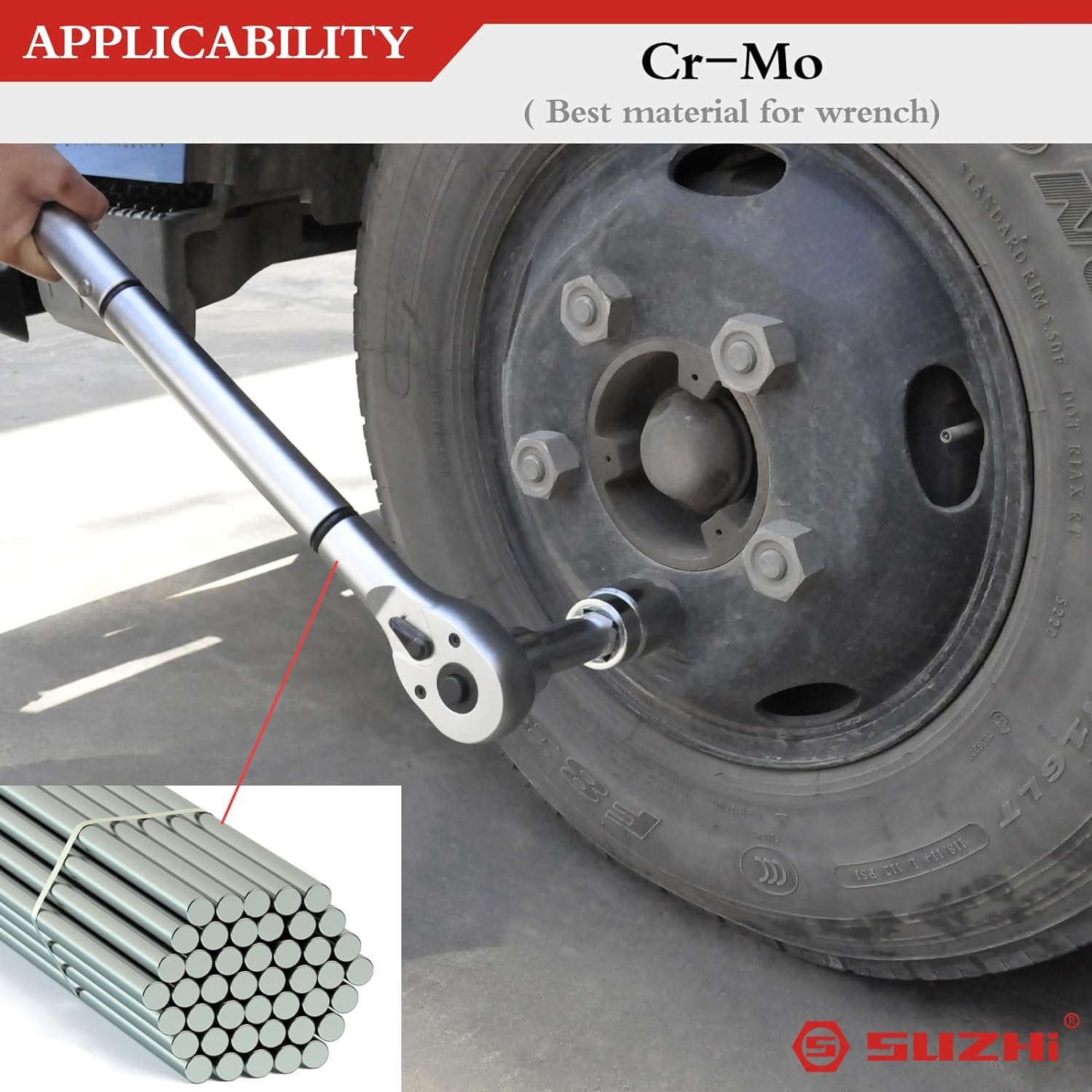 3/4 Inch Drive Click Torque Wrench 100-600 Ft Lb Dual Direction Adjustable Pro