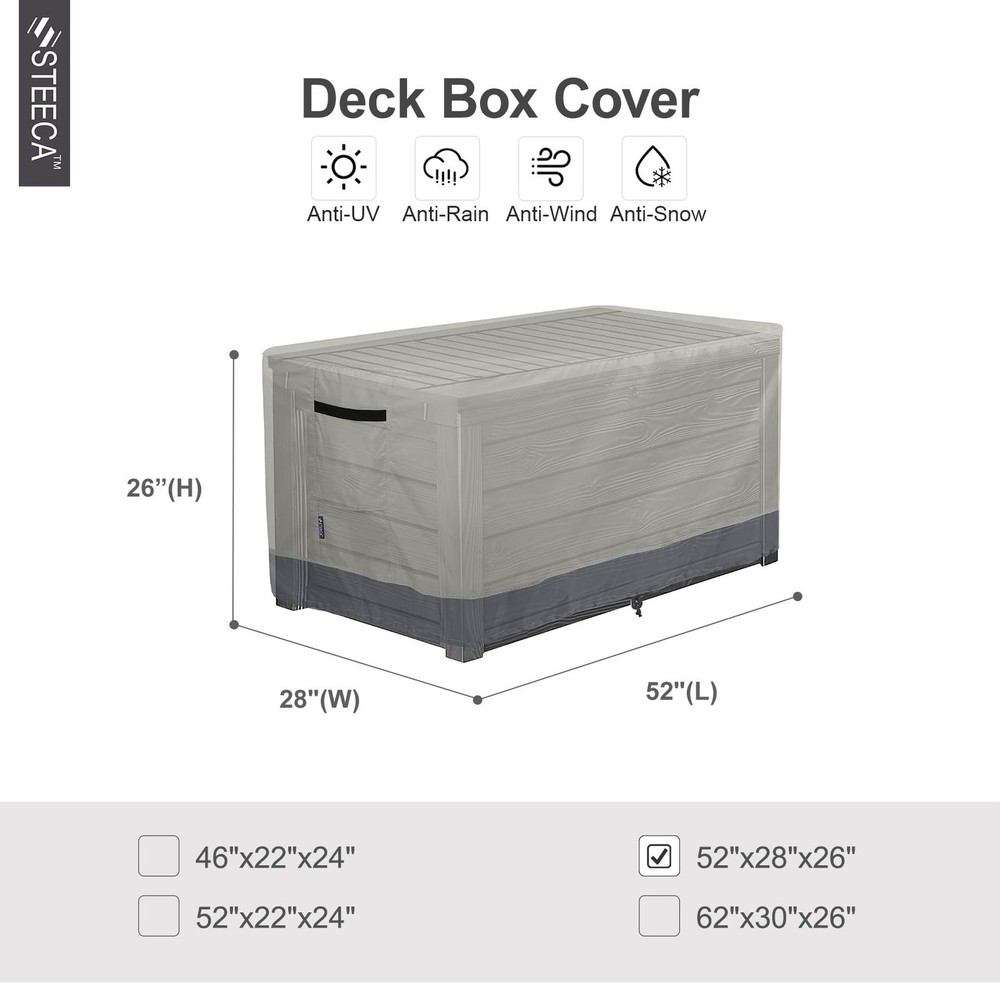 Patio Deck Box Cover Waterproof Outdoor Rectangular Storage Bench Cover 52L x...