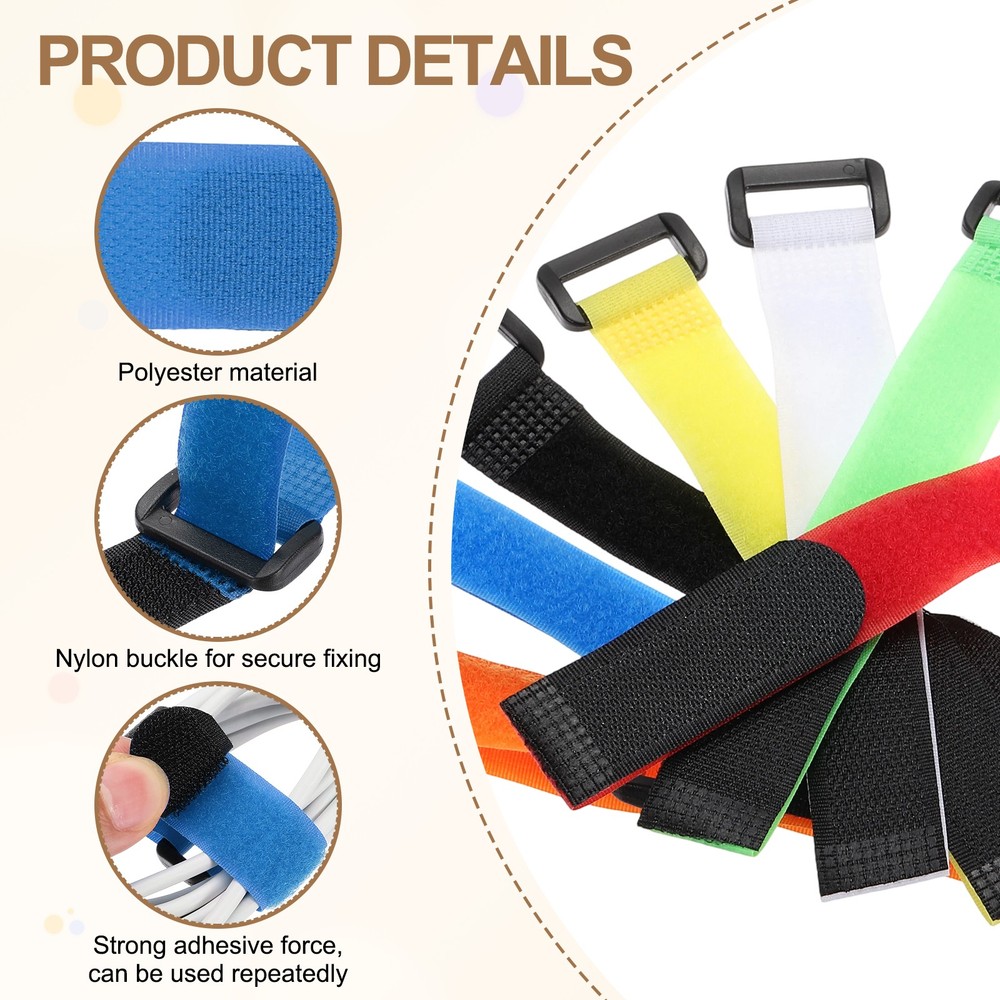 10pcs Reusable Cinch Straps 0.8"x20" Hook and Loop Cable Securing Straps, Blue