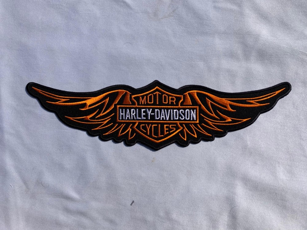 Harley Davidson Large Eagle Orange Embroidered Patch Iron On Embroidery Patches