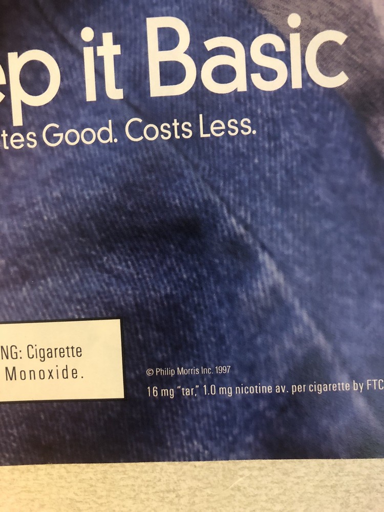 1997 Basic Cigarettes Vintage Print Ad Advertisement pa37