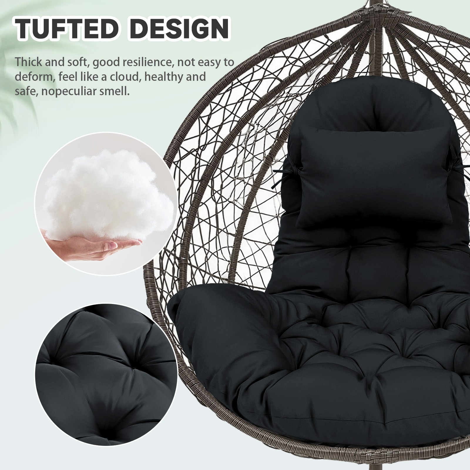 Thicken Egg Chair Cushion w/ Pillow Waterproof Hammock Swing Pad Outdoor&Indoor
