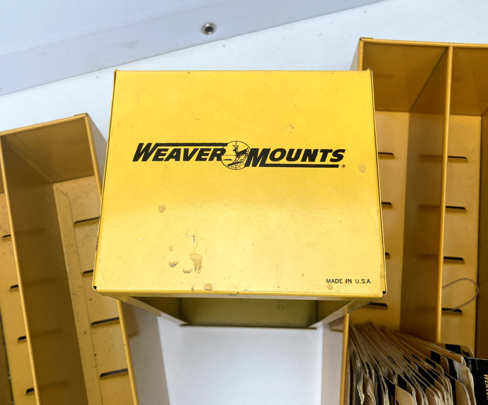 3 - WEAVER Scope Mount Base Metal Storage Store Display Boxes W/ Divider Cards