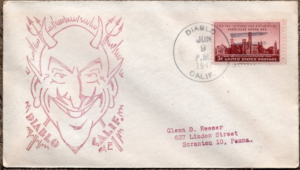 1947 Diablo California Cachet Designed Cover