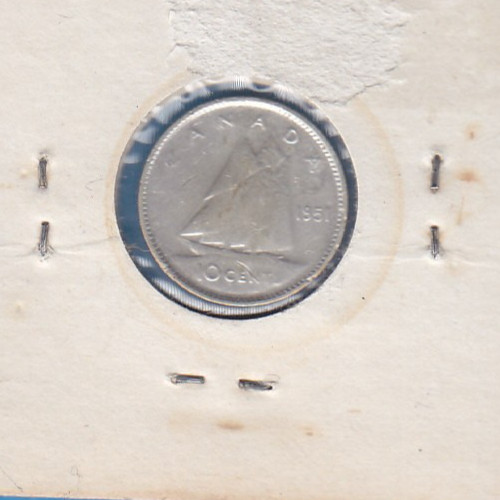 1951 Canada 10 Cent Silver Coin
