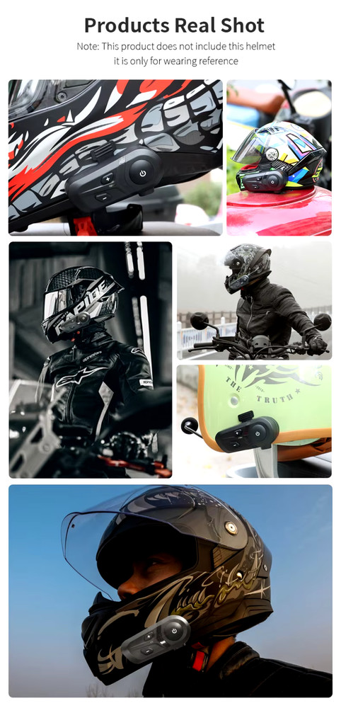 Bluetooth headset for helmet motorcycle intercom wireless waterproof speakerphone