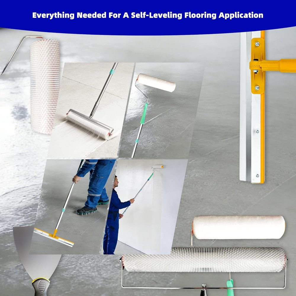 Spiked Roller for Self Leveling, Epoxy Roller Kit with Spiked Roller with Splash