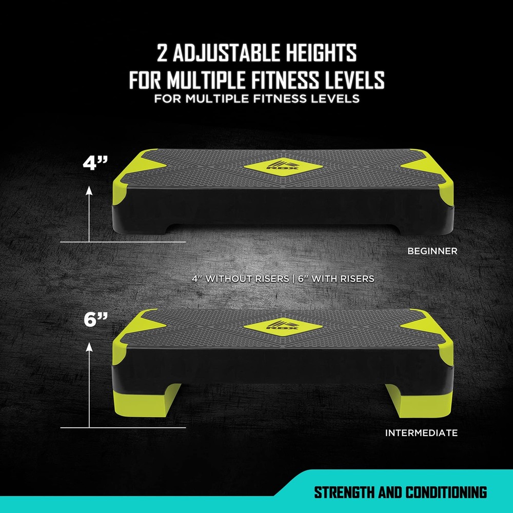 Aerobic Step Platform with Non-Slip Textured Surface -2-Level Adjustable Step...