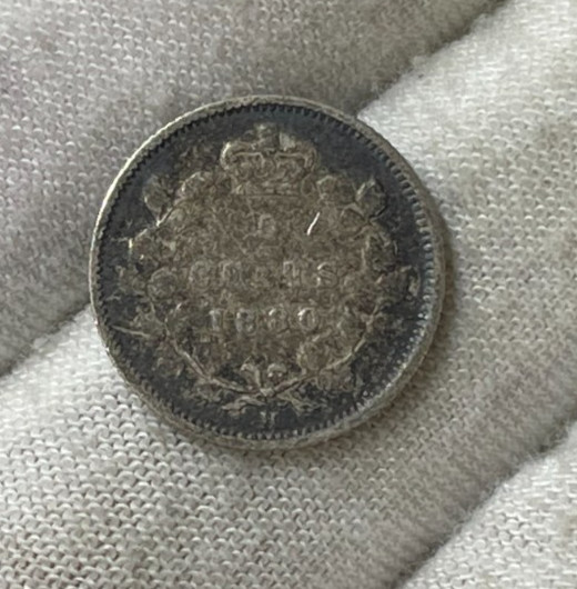 1880 H Canada 5 Cents Silver Coin