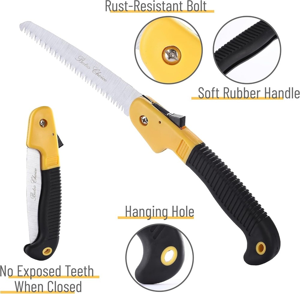 Bates 7-Inch Foldable Camp & Tree Saw Yellow