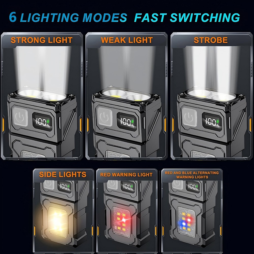 Pocket LED Flashlight Magnetic USB Rechargeable Mini Torch Portable Work Light