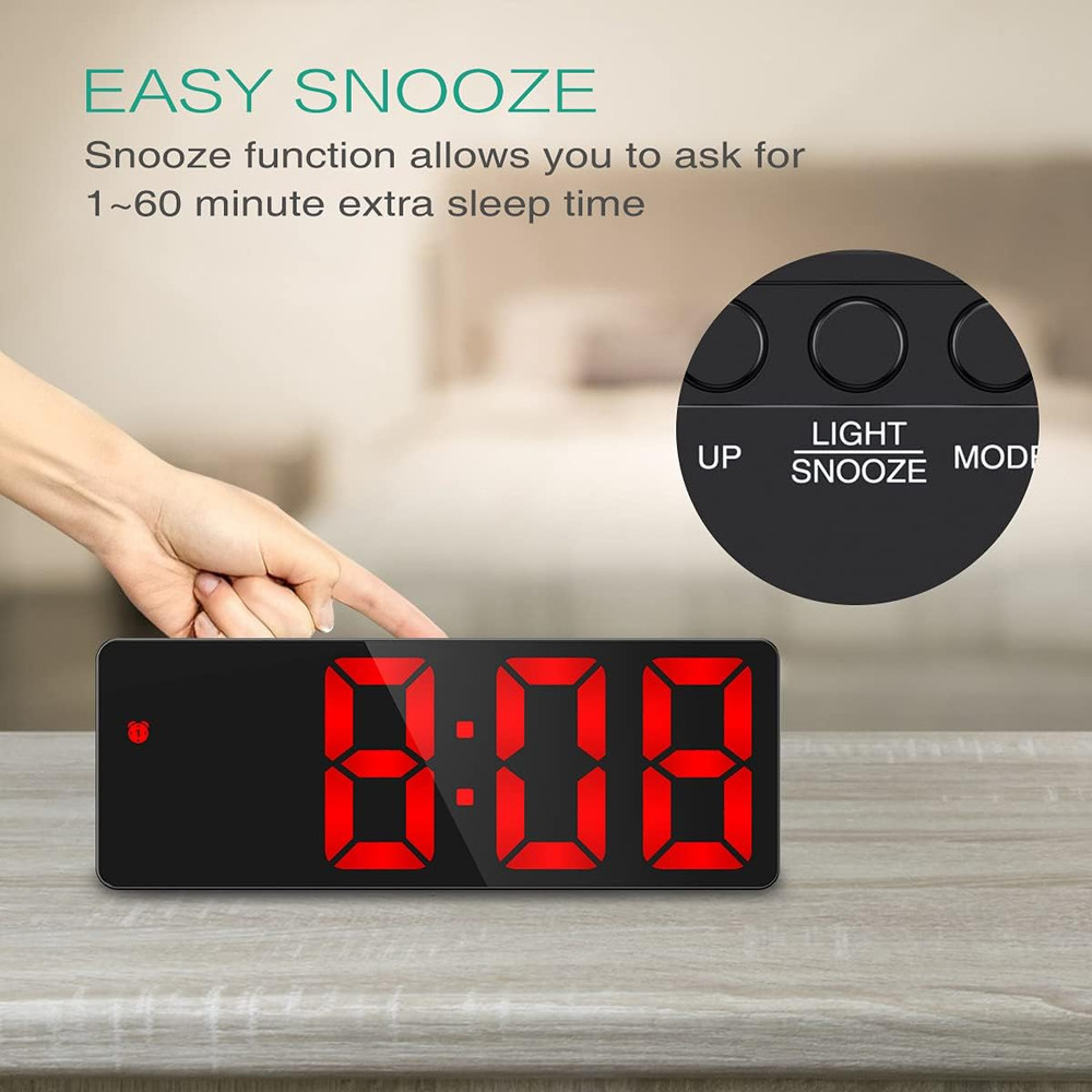 Sharp Electric Digital Alarm Clock LED Large Display Battery Backup Snooze