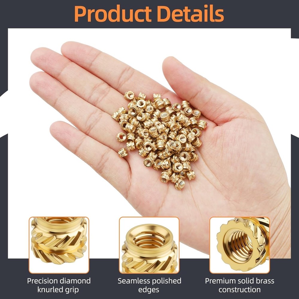 100 PCS M3 Threaded Insert M3 x 4mm x 5mm Heat Set Inserts, 3D Printing Brass...