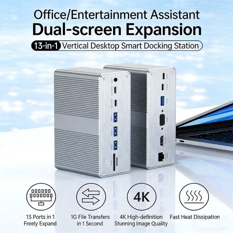 Space Saving 13 Connection Desktop Expander Featuring double Screen Ability And