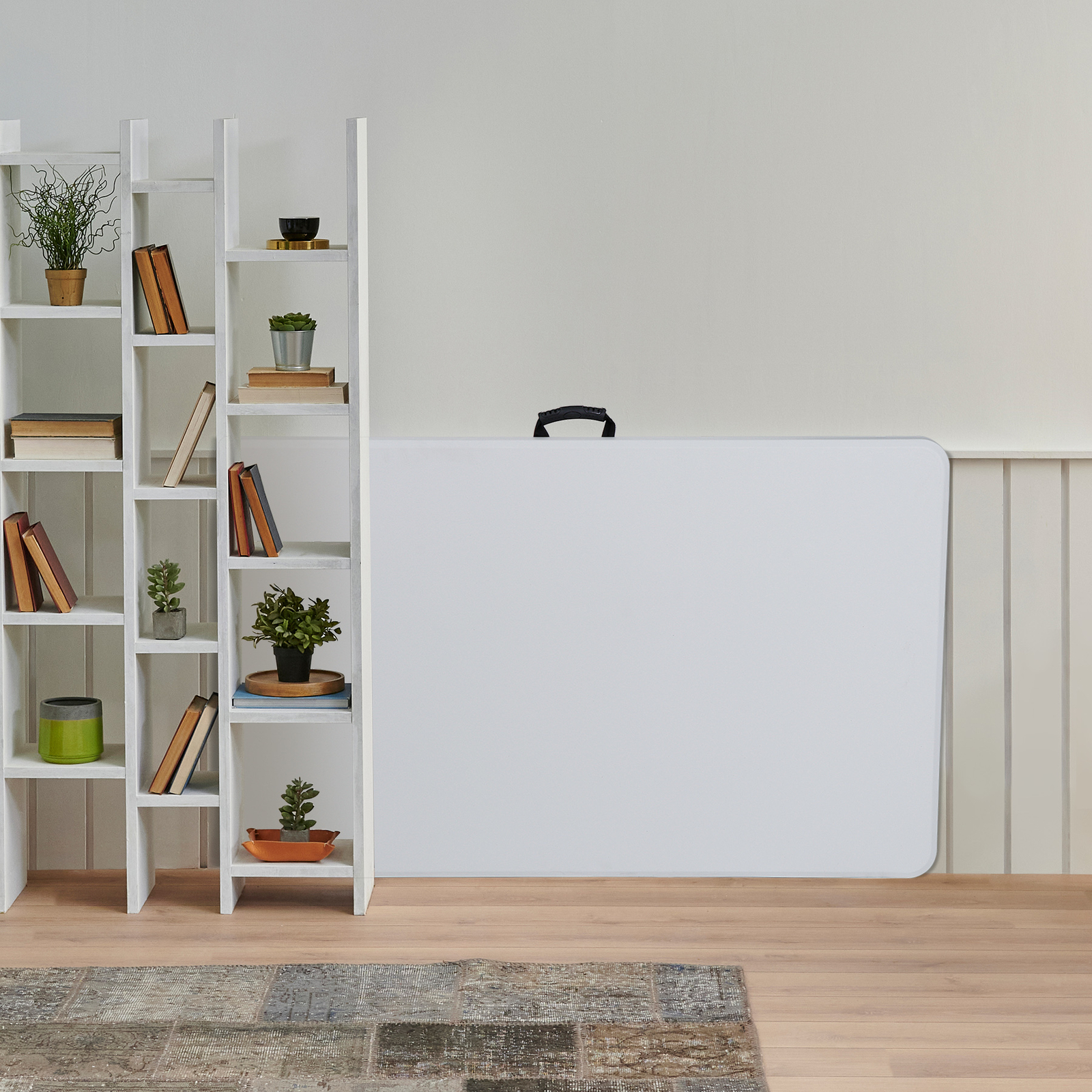 8FT Folding Table Fold-in-Half Plastic Dining Picnic Table for Outdoor w/ Handle