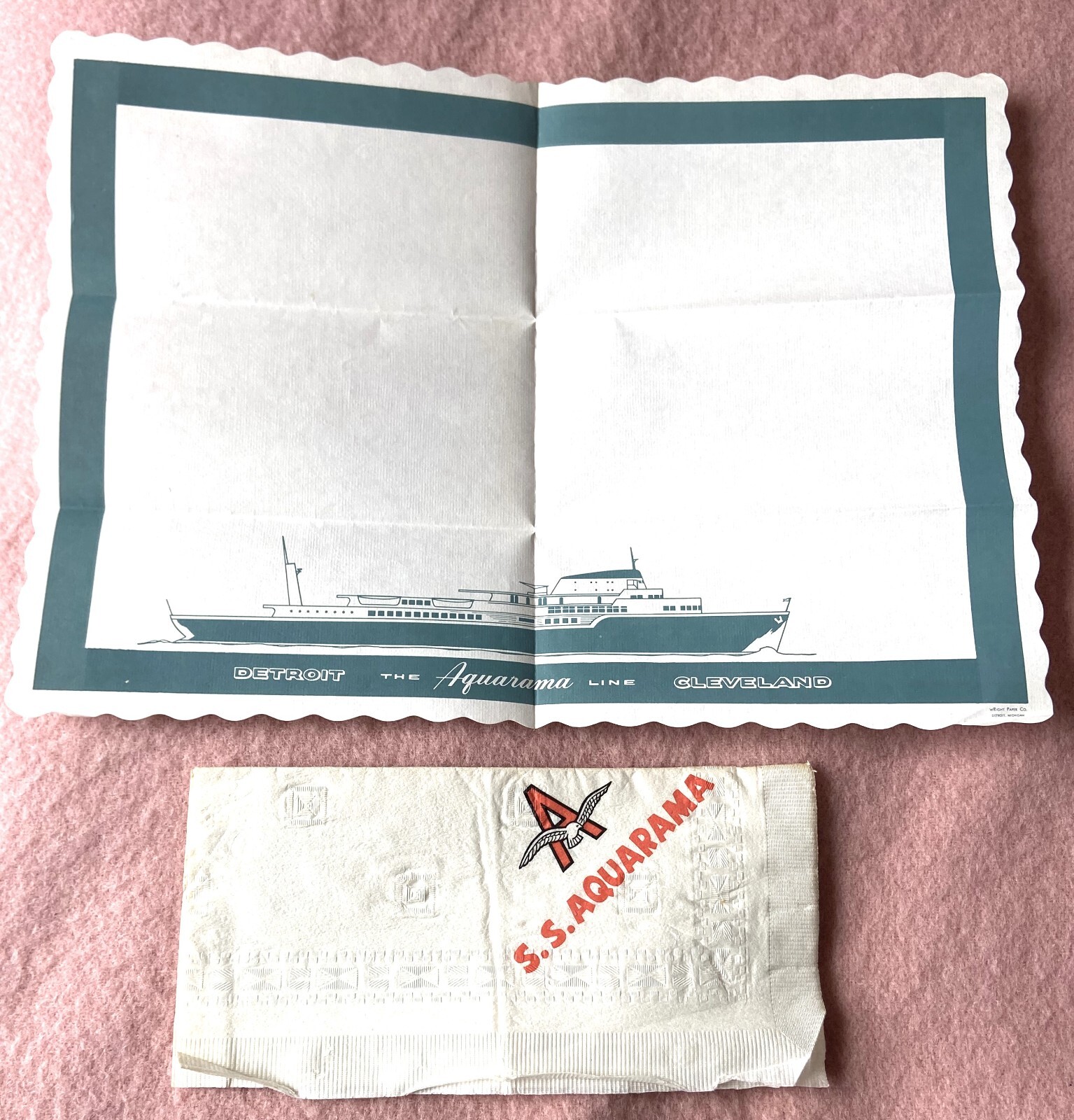 S.S. Aquarama Vintage 1957-1958 Placemat and Napkin Originals