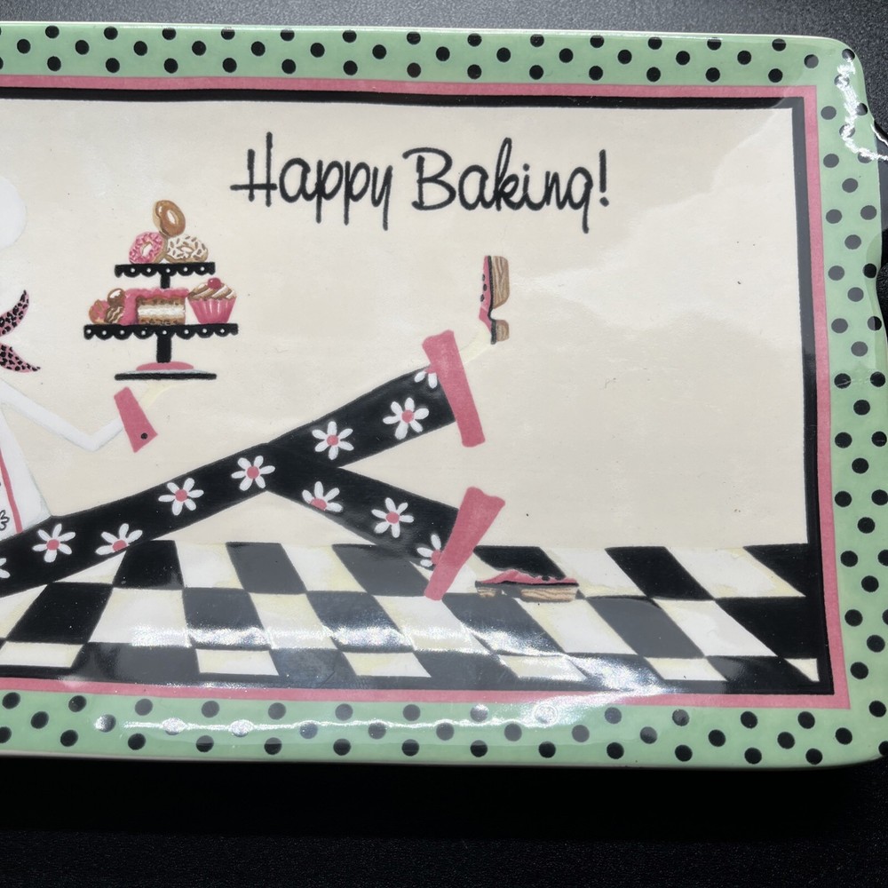 Certified International Chefanista 15" Rectangular Handled Platter happy Baking