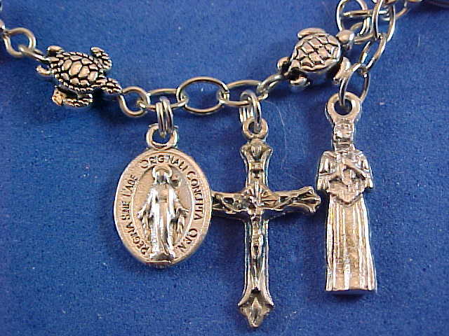 ROSARY BRACELET St KATERI TEKAKWITHA TURTLES Lilly MOHAWKS Saint Stainless Chain